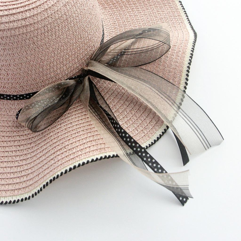 Panamanian Women's Spring and Summer Large Beach Sun Hat, Bow Grass Hat, Fashionablevacation Hat Cap Women Hat Straw Hats