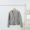 Autumn and winter new simple V-neck casual light and thin short down jacket women's jacket versatile collarless light and thin liner