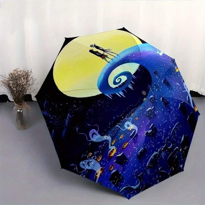 Nightmare Before Christmas Jack Skellington Sally Themed Automatic Opening and Closing Folding Umbrella, Reinforced 8 Ribs, Compact Travel D