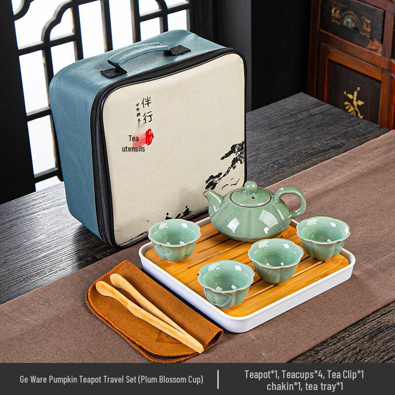 Jianglai Ge Kiln Pumpkin Pot Travel Tea Set