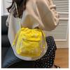 Fashion Rainbow Stripes Embroidery Pleated Bucket Bag Chain Single Shoulder Crossbody Bag Bag