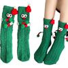Pack of 2 Christmas Gift Coral Fleece Couple Socks Humorous Design Medium Calf Warm Winter Socks Perfect Special Occasion