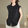 Kurzarm Oversize Baumwolle Pünktchen Vintage Hemden & Blusen für Bluse Lässig locker Sommer Oberteile Damen Knopfleiste Hemd