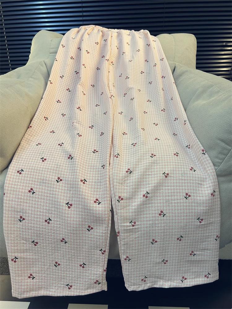 Tall Women's Extended Plaid Pajama Pants - 105cm Loose Wide-Leg Summer Pants, Perfect for Walking - 110cm Length