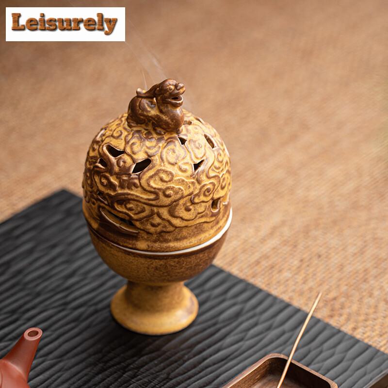 Guanyun High-foot Plate Incense Burner Chinese Zen Ceramic Agarwood Sandalwood Tower Aromatherapy Furnace Desktop Decoration