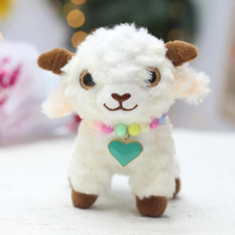 White Fluffy Sheep Stuffed Animal Soft Breathable Washable Fabric Adorable Big Eyes Great Gift for Kids Travel Companion