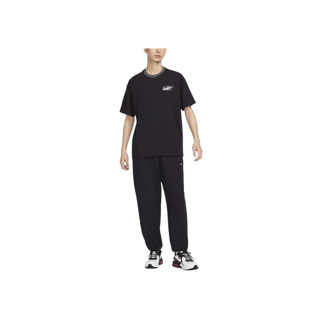 Nike Drop Shoulder Loose Knit Short Sleeve T-Shirt Men Tops Black FV3759-010