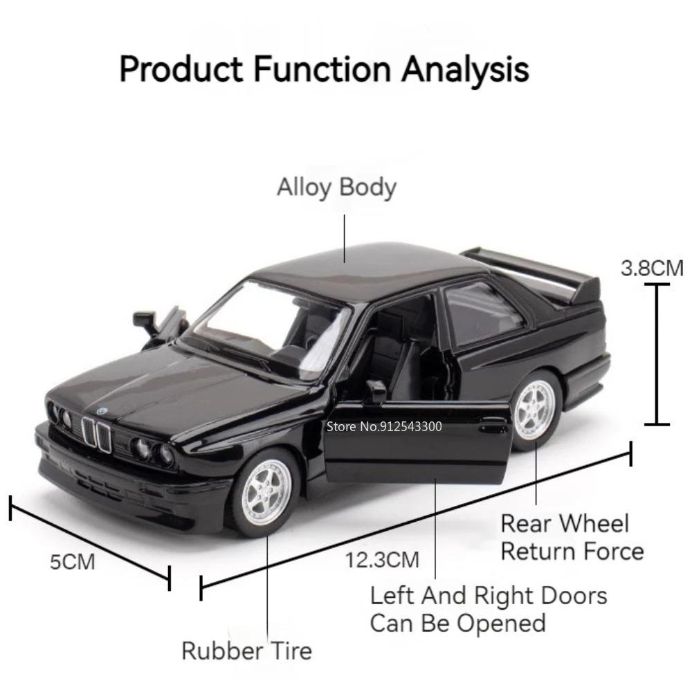 1/36 BMW M3 1987 Slitinové Hračky Model Auta Kovové Odlitky Hračky Vozidla Autentický Vynikající Interiér Natahovací 2 Otevírací Dveře Dětský Dárek