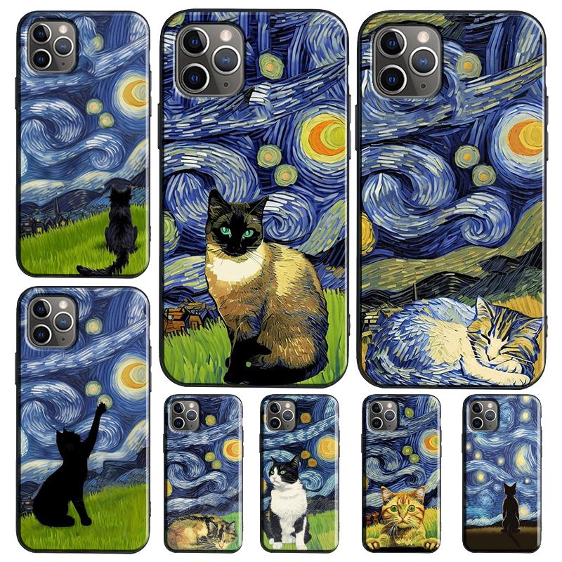 Katze Van Gogh's Sternennacht Hülle Für Honor Magic 7 Lite 5 6 8 Pro Honor 400 200 50 70 90 X8c X8a X8b X9a X9b X9c Abdeckung