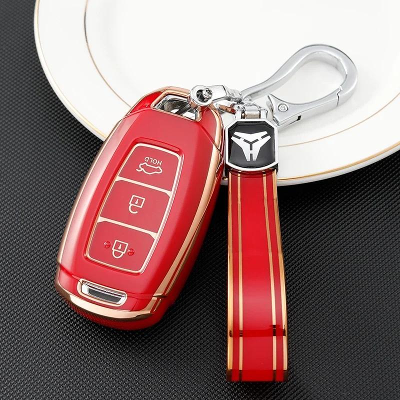 3 Buttons Tpu Car Key Case For Hyundai Palisade Grandeur Azera Elantra Gt Kona Remote Fob Protector Cover Accessories