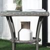 3 Pieces Rattan Bistro Set, Wicker Garden Furniture Set with 2-Tier Coffee Table and Chairs, Washable Cushions, for Outdoor Patio Balcony, Grey