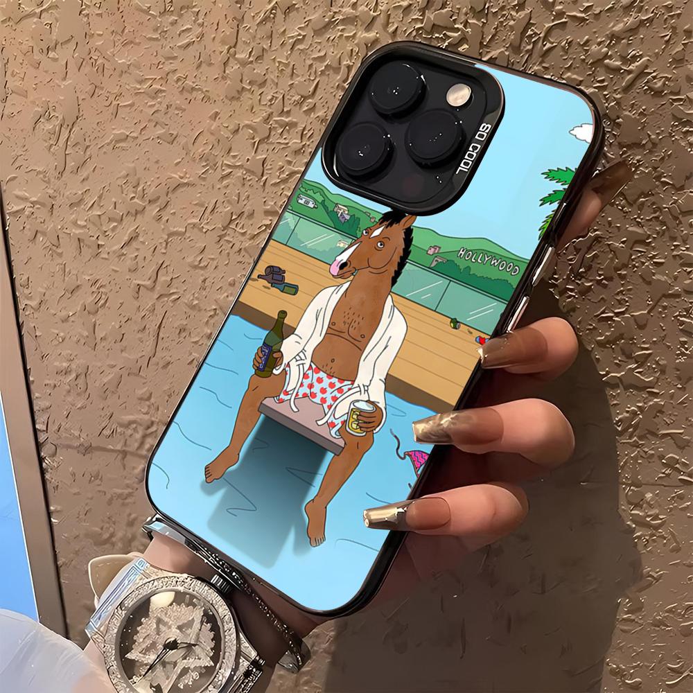 Cartoon B-boJack Horsemans Phone Case for iphone 17 16 15 14 13 11 12 Pro Max Xr X Air Plus black silver hard shell Cover