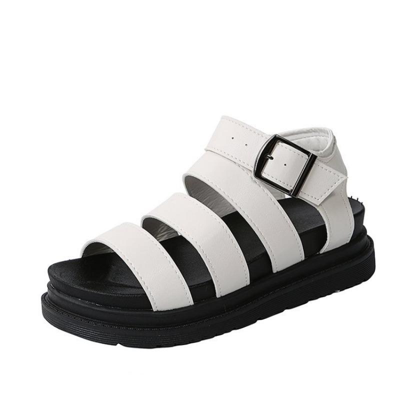 Large size platform sandals women's style one-word belt buckle sandals