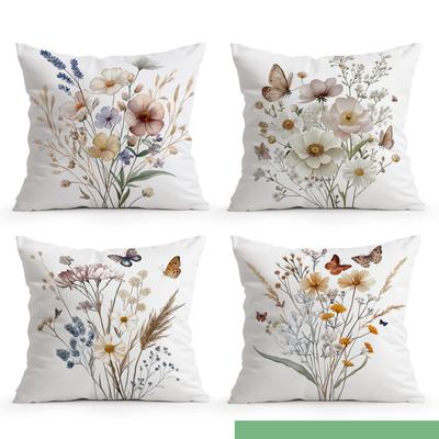 Wildflower Butterfly Pillowcase Printed Polyester 40/45/50cm Throw Pillowcover Decorative Sofa Cushion Pillowslip Home Decor