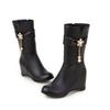Autumn and winter new boots inner height increase Martin boots women's medium boots versatile high-heeled short boots thin flat 