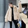 Autumn and winter new imitation fur jacket female Rex rabbit hair imitation fur hooded plush jacket loose warm and fashionable