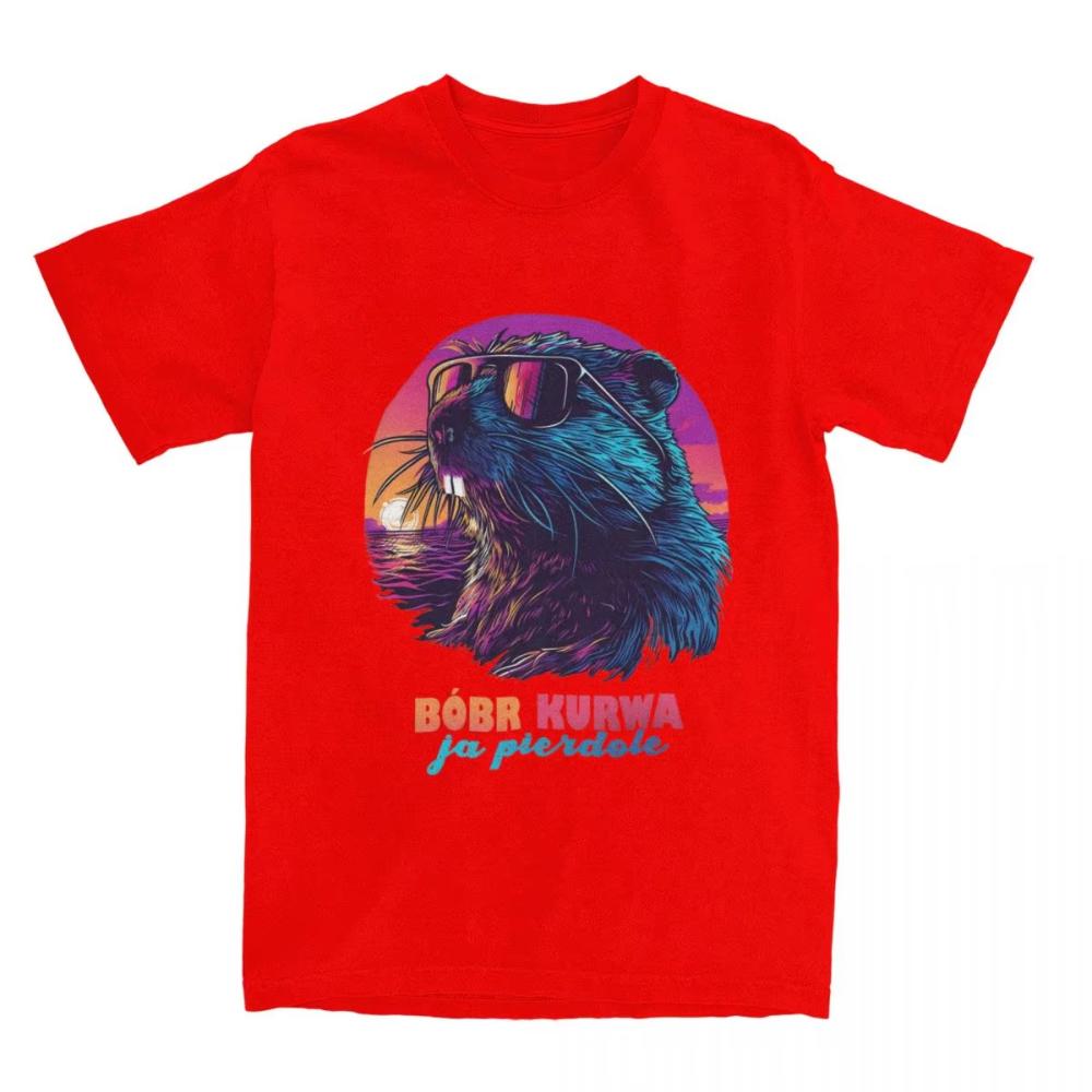 Summer T Shirt Synthwave Polish Beaver Meme Bobr Bober Kurwa Men Women TShirts Novelty Tee Shirt Streetwear Design Cotton Tops