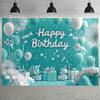 1 Blue and Turquoise Birthday Party Banner - Festive Polyester with Balloons Confetti and Gift Boxes