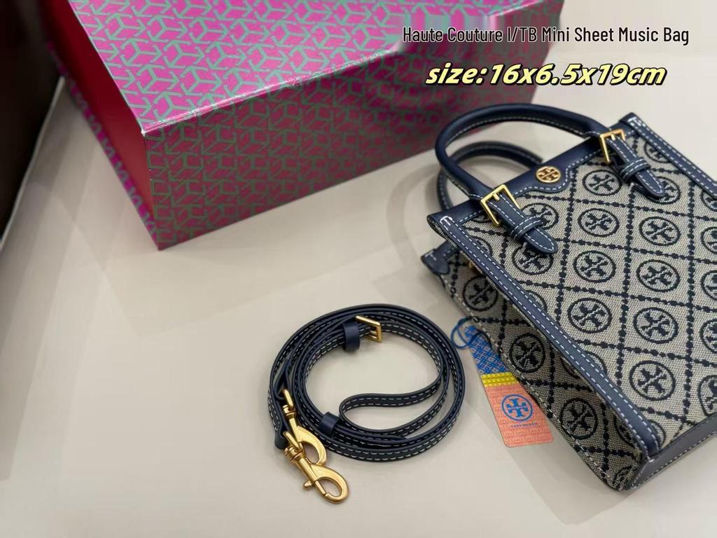 TB Mini Monogram Music Sheet Canvas Tote - Fashionable Handbag & Crossbody Bag for Women