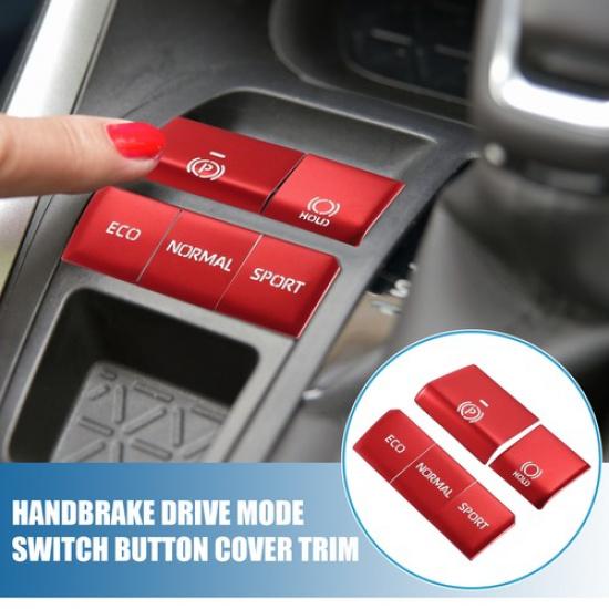 5 PCS Handbrake Drive Mode Button Metal Cover Trim for Toyota RAV4 - Red