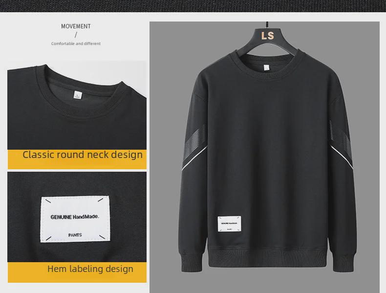 2023 Autumn Men's Casual Loose Fit Sports Sweatshirt Set - Fashionable Round Neck for Middle-Aged and Young Adults