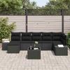 Garden Sofa Set with Cushions 8 pcs Black Poly Rattan
