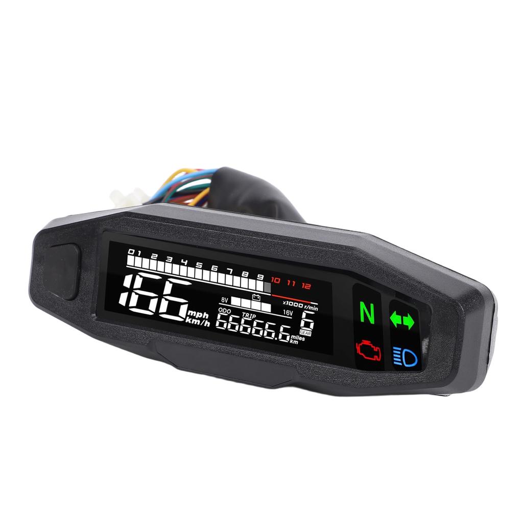 Motorcycle Speedometer 6 Gears 12000 RPM MPH Mini LCD AV Screen Universal Speedometer Odometer