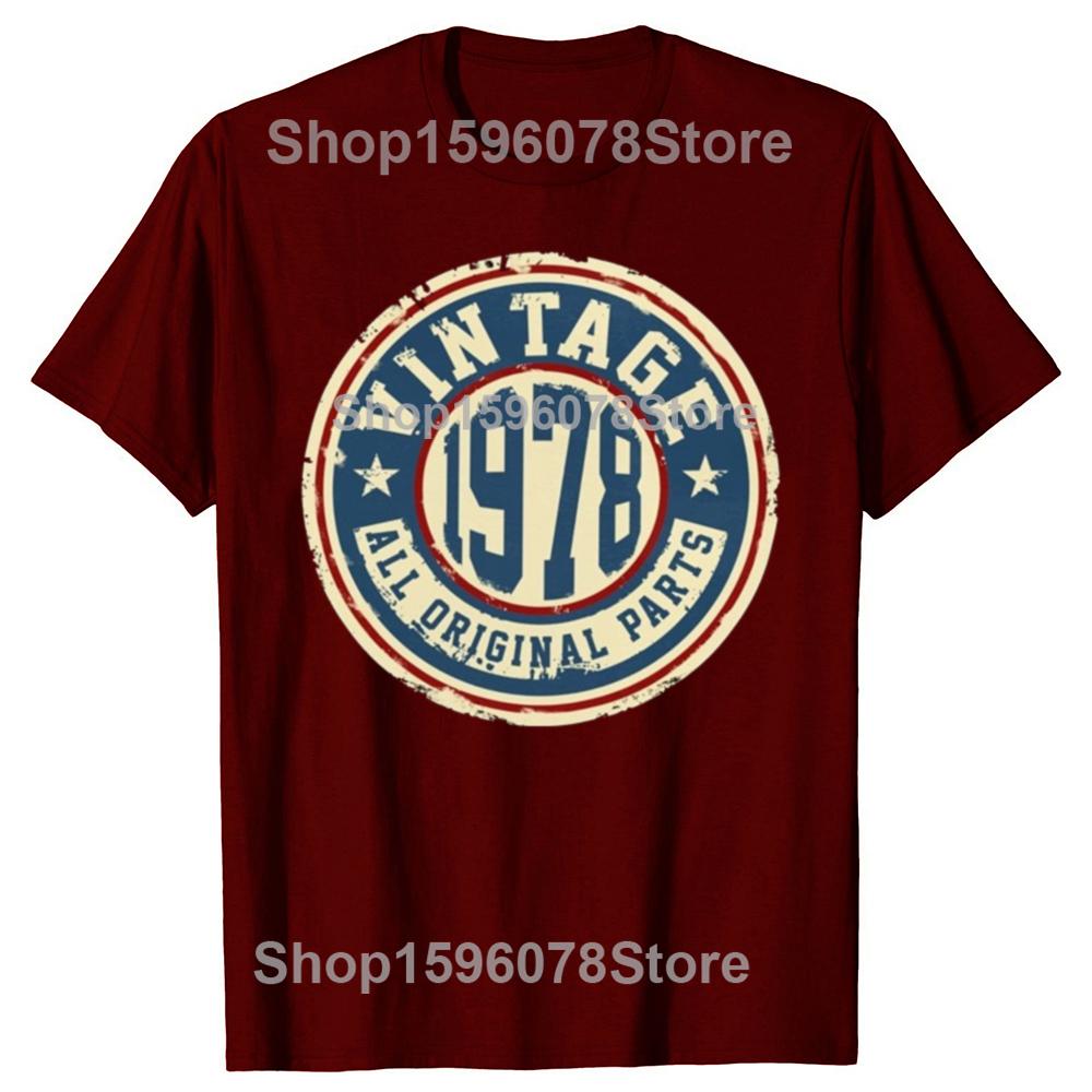 Vintage 1978 All Original Parts 100 Cotton Tshirts Men Fashion Print Tshirt Loose Oversized Streetwear Hip Hop Unisex T Shirt