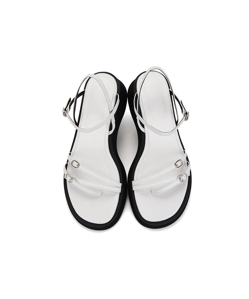 Circle Strap Platform Sandals (White)