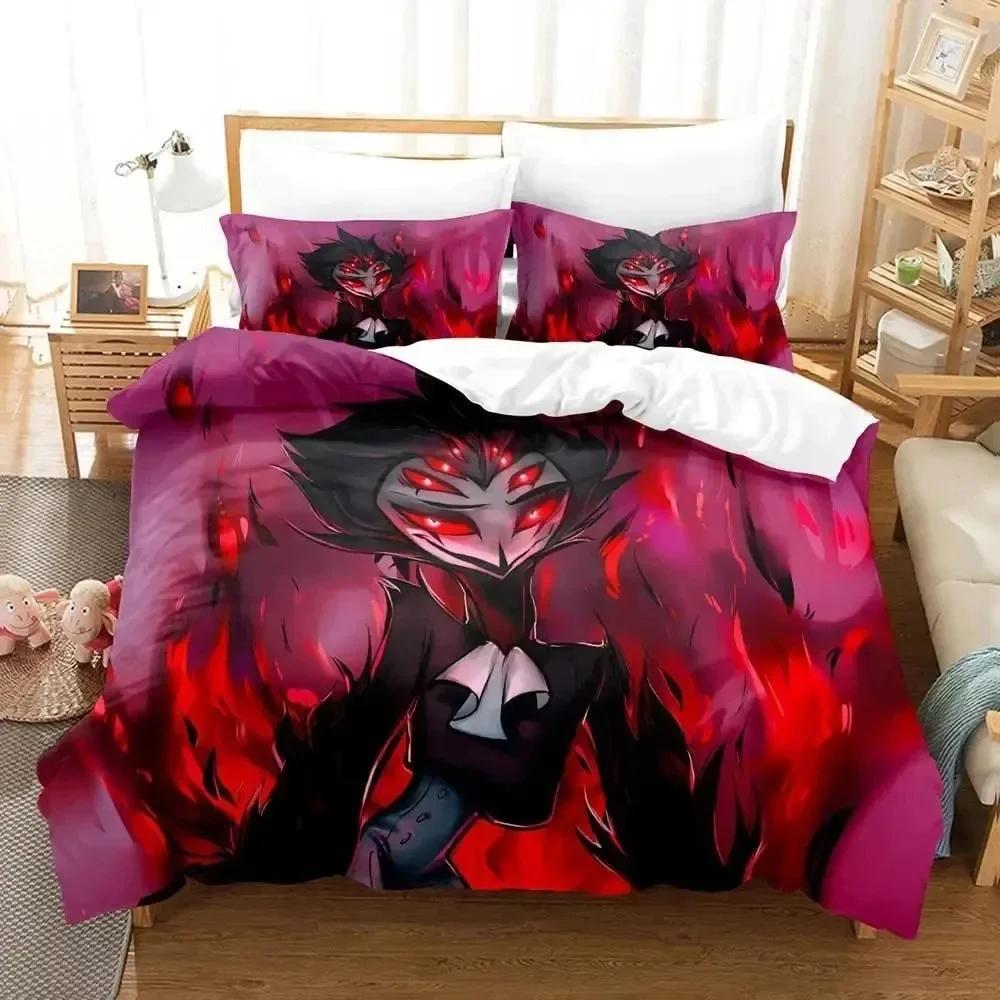3D Print Anime Stolas Helluva Hazbin Hotels Boss Printed Bed Set Duvet Cover Bedding Set Bed Linen Sheet Quilt Cover Queen Size