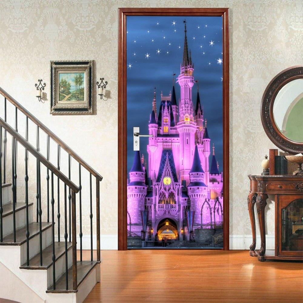 Glowing In the Night Castle Sticker Decals for Door Decoration Waterproof Removable Vinyl DIY Stickers Porte Princess Girls Room