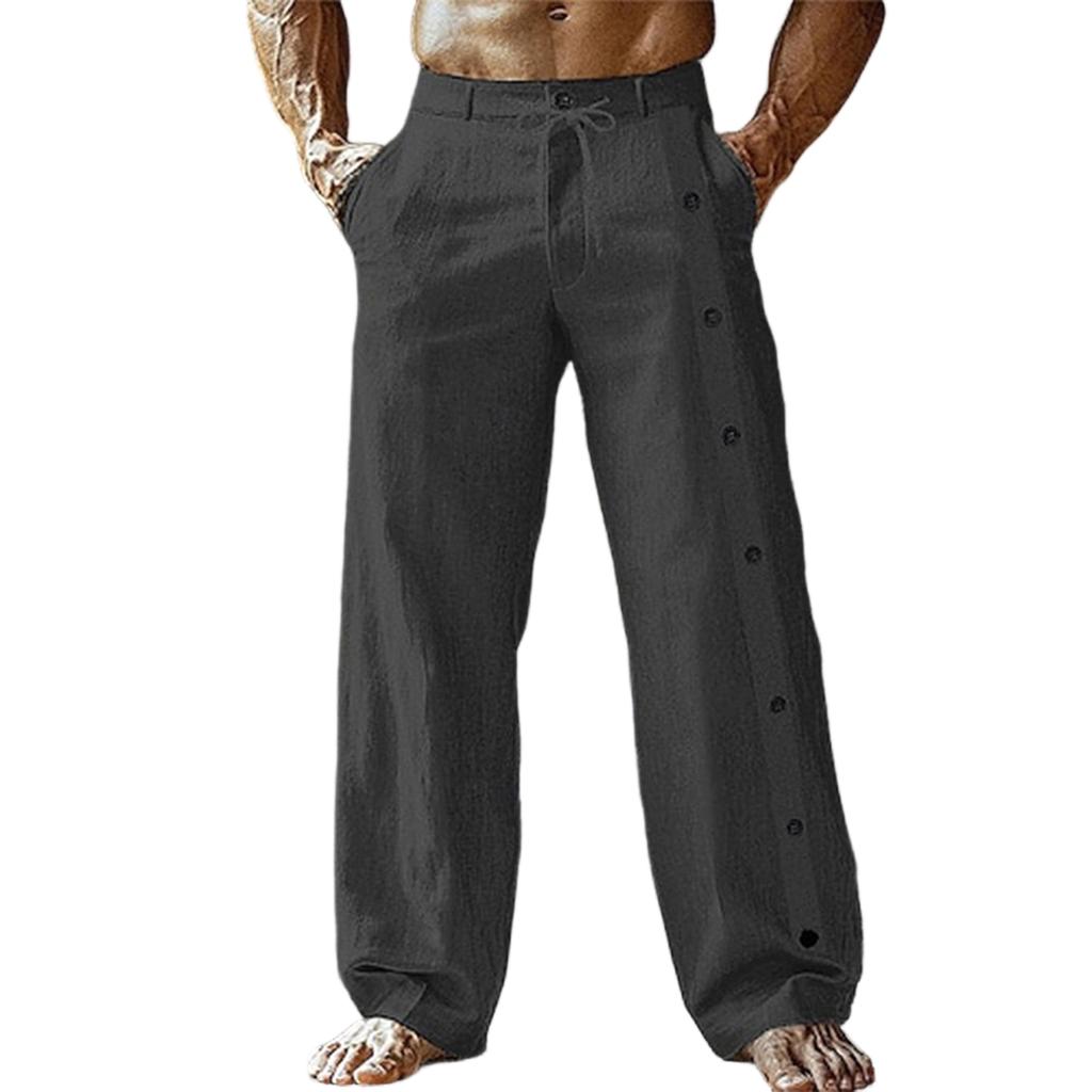 Herren Baumwolle und Leinen Farbe Freizeithose Lange Hose