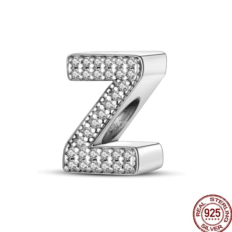 Copper 26 Letter Copper Series Shiny Zircon Lucky Letter Beads Charm Suitable Fit 3Mm Original Bracelet