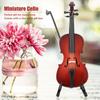 4pcs With Case Wooden Miniature Cello Wooden Violin Replica Collectible Figurine  Home Decoration