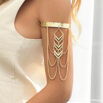 Bracciale da Braccio Etnico Vintage a Freccia con Frange per Donna Boemo Catena Aperta per Vacanza al Mare