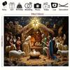 2D Nativity Scene Photography Backdrop Holy Family with Angels and Animals