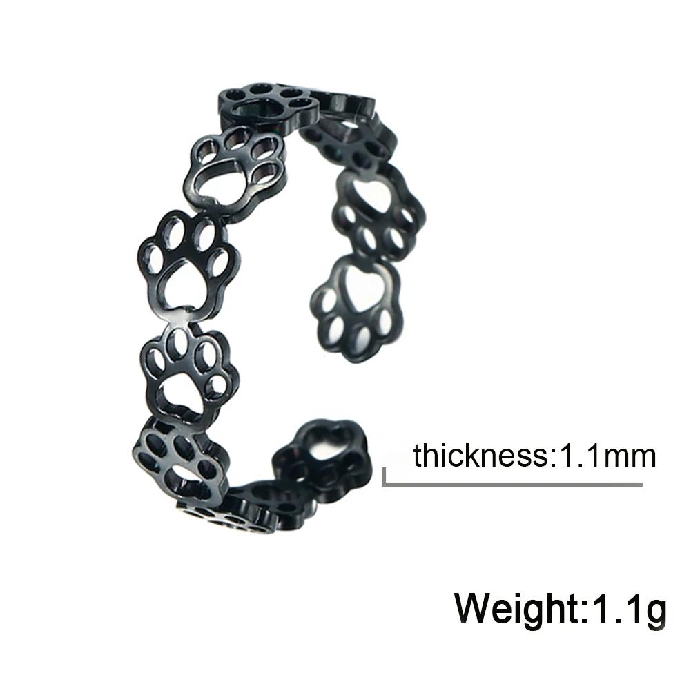 Skyrim Cute Cat Dog Animal Paw Open Rings For Women Girls Stainless Steel Gold Color Finger Ring  Jewelry Trend Mother Gift