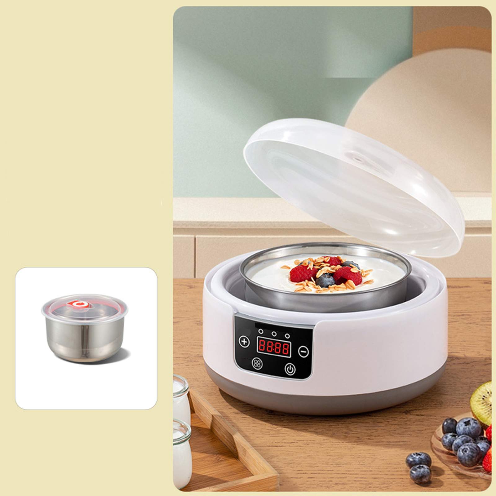 

Многофункциональная бытовая йогуртница маленькая полностью автоматическая машина для ферментации с постоянной температурой мини-стаканчик домашний натто 1.2L + EU plug