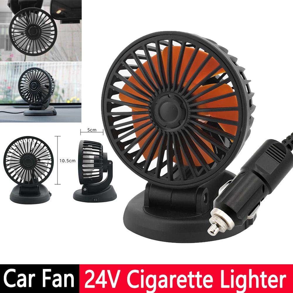 2-speed Car Cooling Fan Cigarette Lighter 24V 12V Fan 5V USB Charge Dual Head Car Fan 360 Degree Rotation Air Conditioning