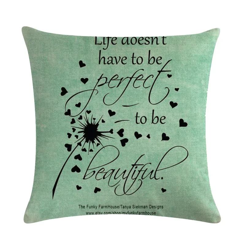 Dandelion Linen Pillowcase Sofa Car Waist Cushion Cover Home Soft Room Gift Printed On One Side 45*45Cm