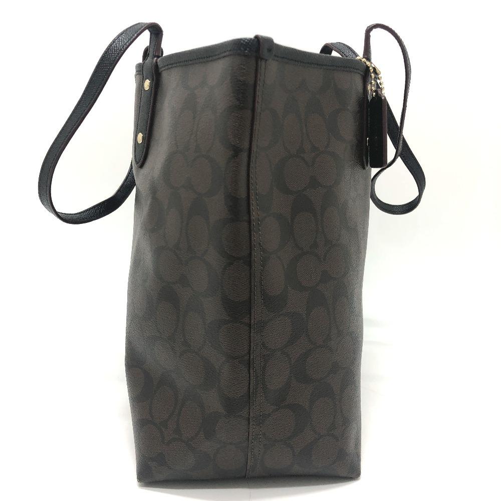 COACH Signature Bag Hand Bag Shoulder Tote Bag PVC Brown