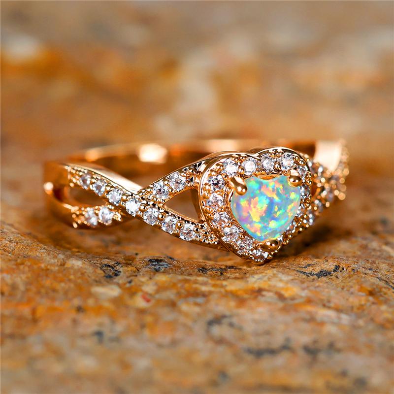 Boho Female White Fire Opal Stone Engagement Ring Vintage Silver Color Summer Wedding Jewelry For Women