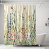 1Pc Herbs & Flowers Shower Curtain - Polyester, 71X71", 12 Hooks, Vibrant Botanical Design, Modern/Rustic Bathrooms