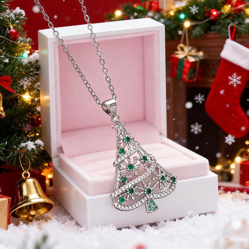 Christmas tree exquisite hollow niche necklace women, Christmas European and Korean ornaments, snowflakes and flowers