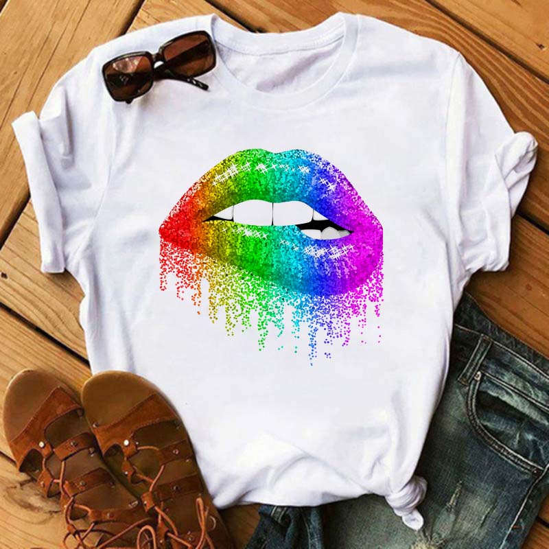 Red Lip Trend 2025 Women S and Men S T-shirts Top Cartoon Neutral Graphics 100% Pure Cotton Top Short Sleeves 2D Print