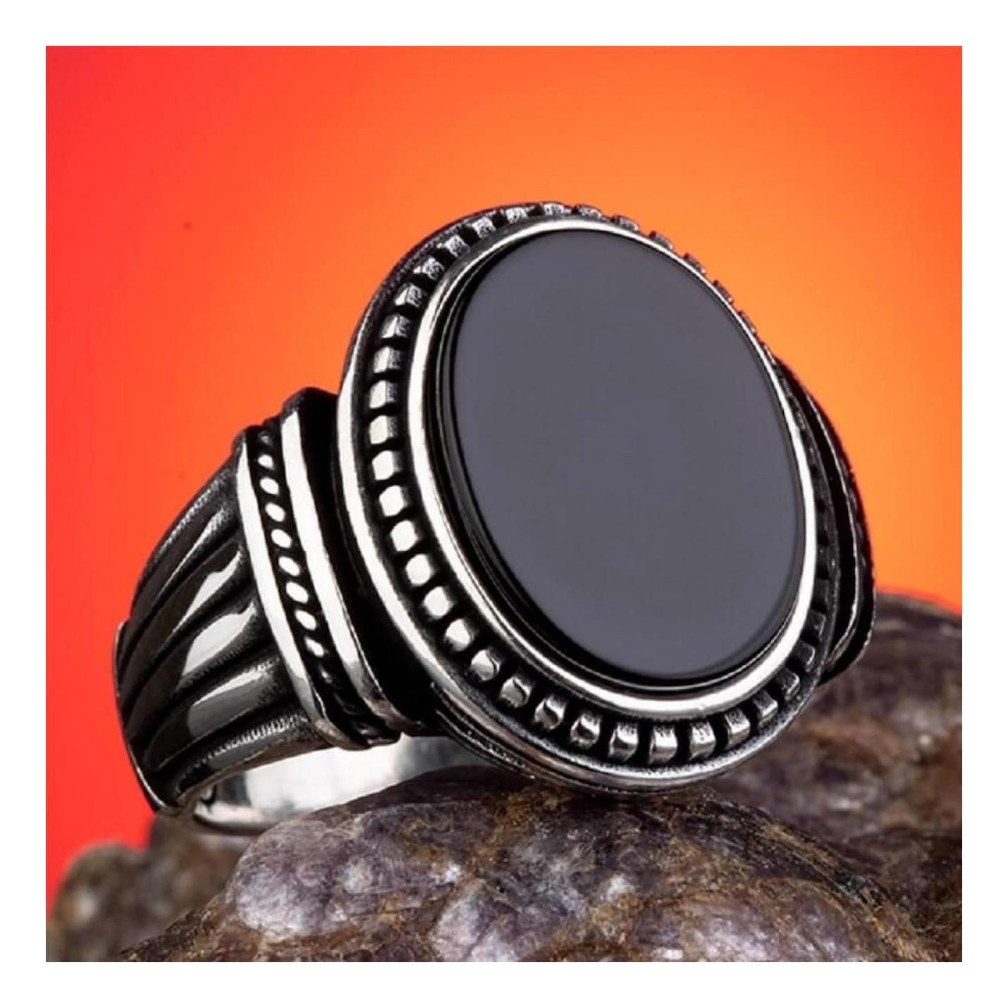 

Кольцо из стерлингового серебра 925 пробы с овальным черным ониксом