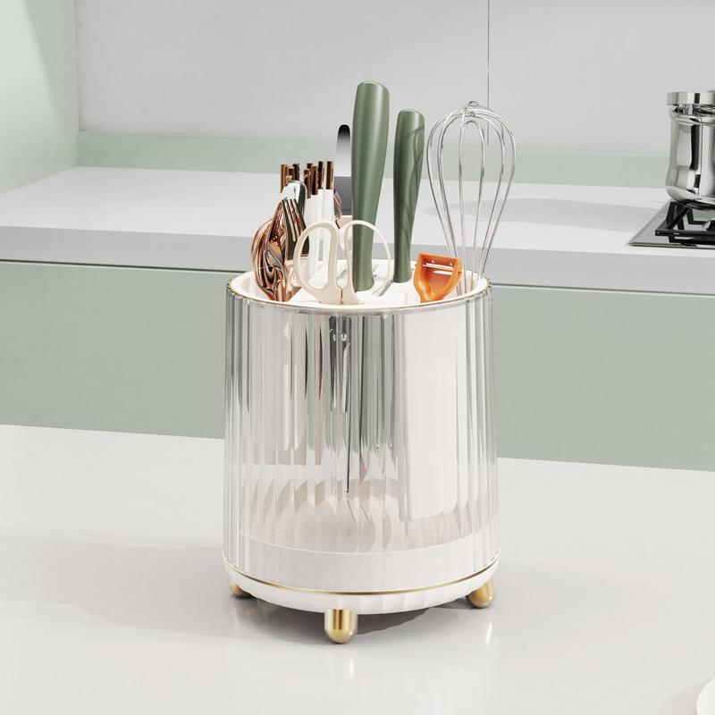 Kitchen Rotating Knife Rack Rack Bowl, Chopsticks, Canister, Dishes and Knives Integrated Storage Box