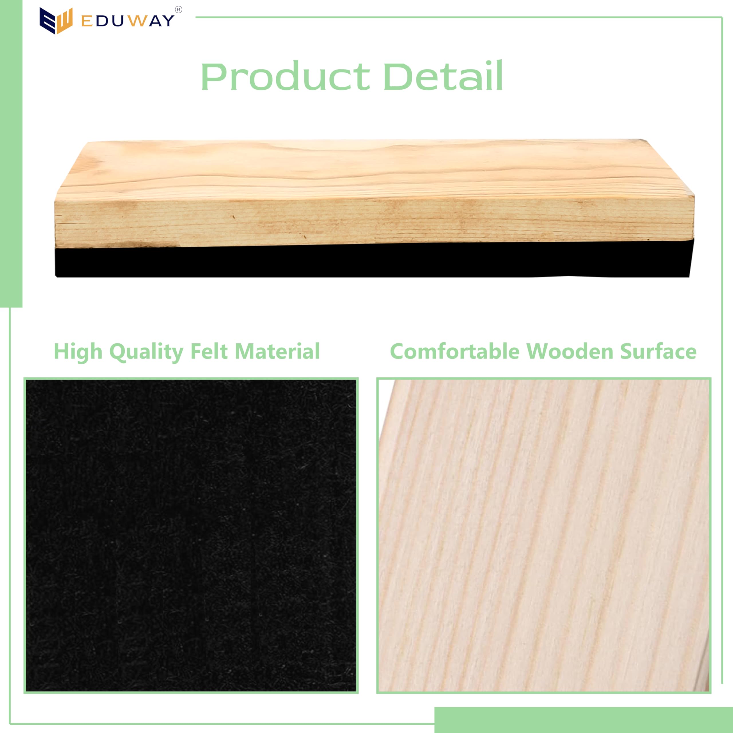 Eduway Premium Non-Magnetic Whiteboard/Chalkboard Wooden Duster Eraser | Perfect Clean For Blackboard & Durable | Ideal Pack of 10