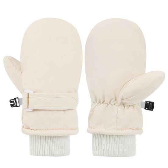 1 Paar Kinderhandschuhe Wasserdicht Winter Skihandschuhe Weiches Fleecefutter Winddicht Verstellbarer Riemen Einfarbig Gerippte Handschuhe