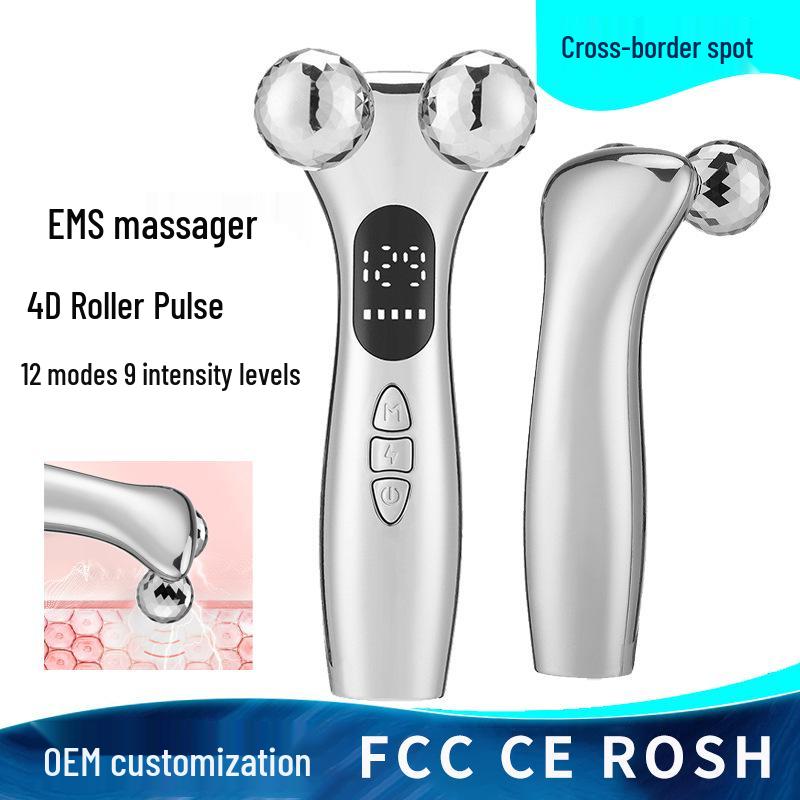 EMS Microcurrent Beauty Roller: Facial Massager & Body Shaping Device